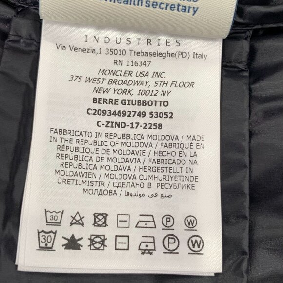 Moncler Berre Hooded Quilted Down Jacket Black Size 1/S Zipper Coat Premium Warm - Picture 7 of 8